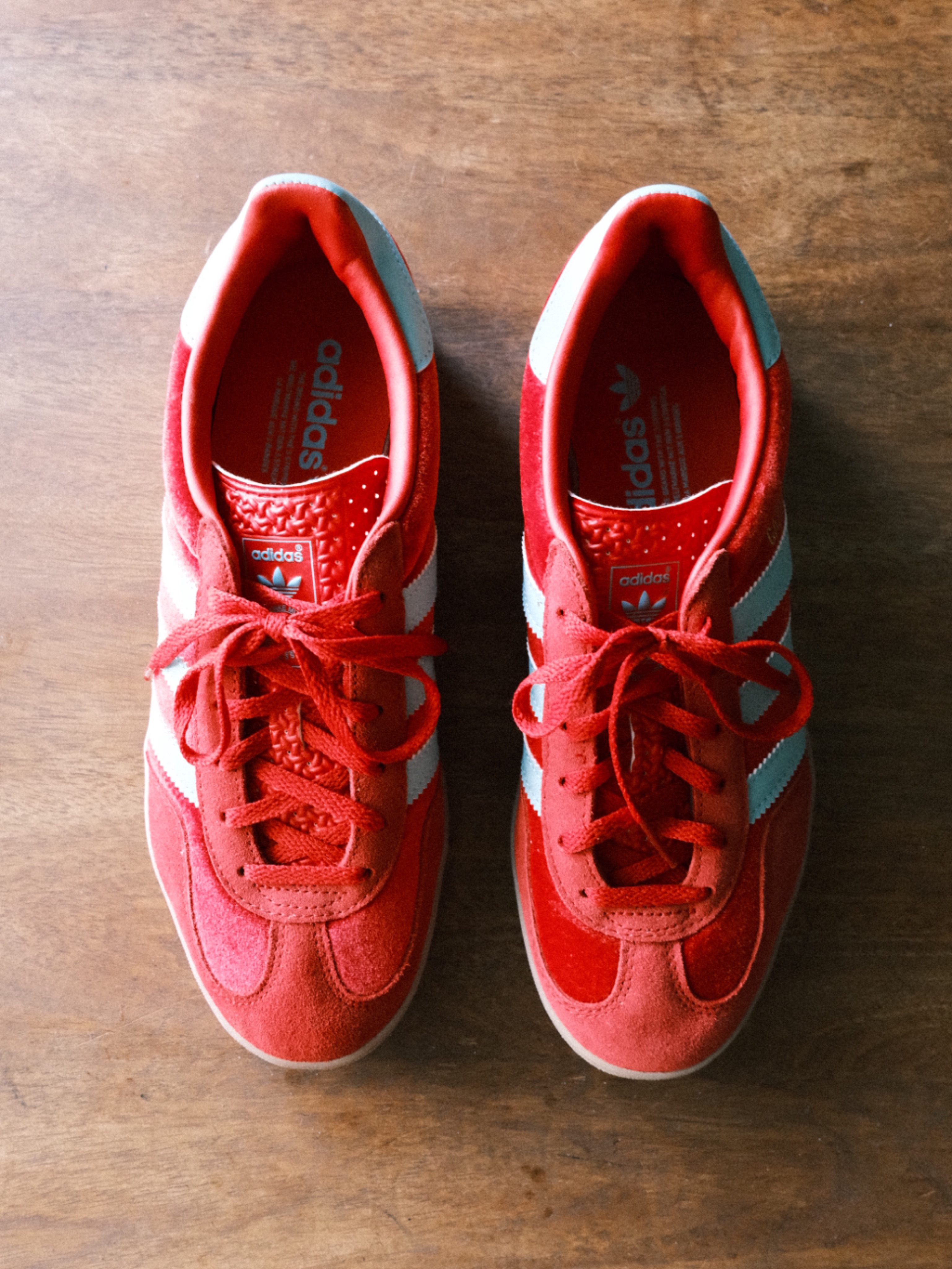 Adidas Gazelle - Red Suede Sneakers With Turquoise Stripes